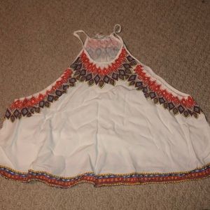 Poema white abstract crop top